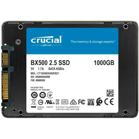 SSD CRUCIAL, BX500, 1 TB, 2.5 inch, S-ATA 3, 3D Nand, R/W: 540/500 MB/s, &quot;CT1000BX500SSD1&quot;