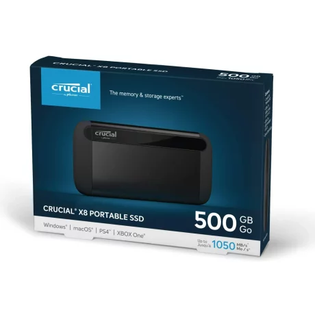 SSD extern Crucial X8, 500 GB, 2.5 inch, USB 3.1, R/W: 1050 MB/s, &quot;CT500X8SSD9&quot; (include TV 0.15 lei)