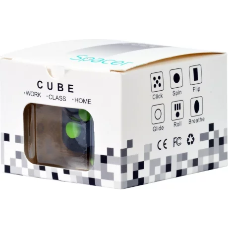 CUB ANTISTRES SPACER, FIDGET, black cu butoane green, &quot;SP-CUBE-FGET&quot;