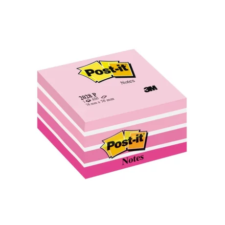 Cub notițe adezive Post-it® Pastel Roz Alb