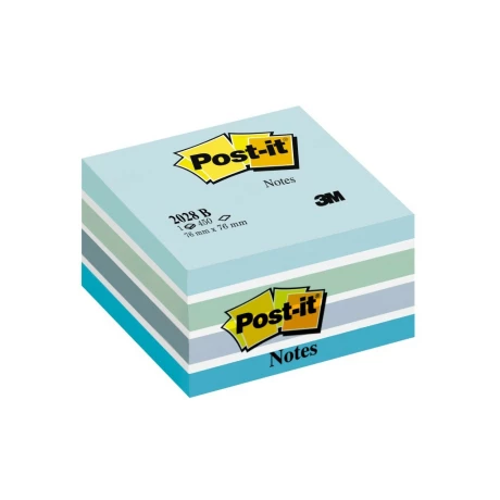 Cub notițe adezive Post-it® Pastel Bleu Alb