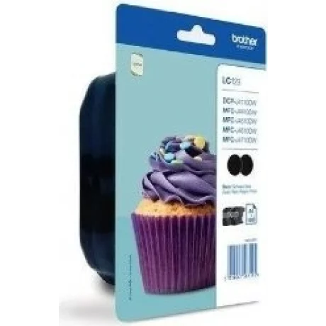 Dual-Pack  Original Brother Black, LC123BKBP2, pentru DCP-J4110| MFC-J4410|J4510|J4610|J4710|J6520|J6920, 2x600, incl.TV 0.11 RON, &quot;LC123BKBP2&quot;