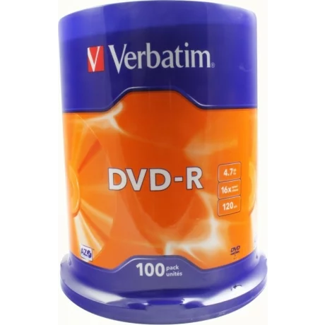 DVD-R VERBATIM  4.7GB, 120min, viteza 16x, 100 buc, Single Layer, spindle, &quot;Matt Silver&quot; &quot;43549&quot;