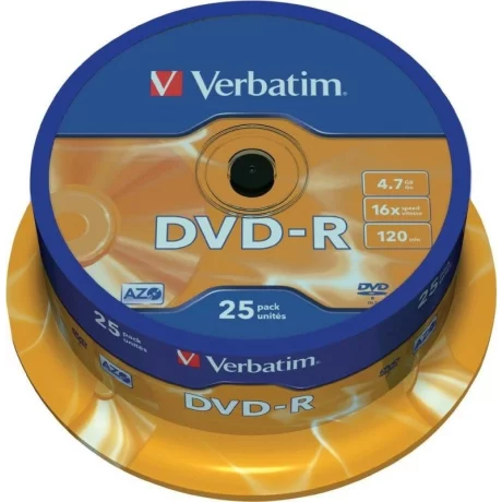 DVD-R VERBATIM  4.7GB, 120min, viteza 16x,  25 buc, Single Layer, spindle, &quot;Matt Silver&quot; &quot;43522&quot;