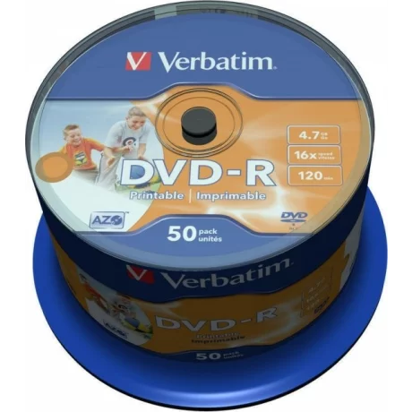 DVD-R VERBATIM  4.7GB, 120min, viteza 16x, 50 buc, Single Layer, spindle, printabil, &quot;Wide Inkjet Printable&quot; &quot;43533&quot;