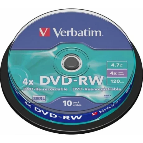 DVD-RW VERBATIM  4.7GB, 120min, viteza 4x, 10 buc, Single Layer, spindle, &quot;Matt Silver&quot; &quot;43552&quot;