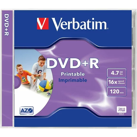 DVD+R VERBATIM 4.7GB, 120min, viteza 16x, 1 buc, Single Layer, carcasa, printabil, &quot;Wide Inkjet Printable&quot; &quot;43507&quot;