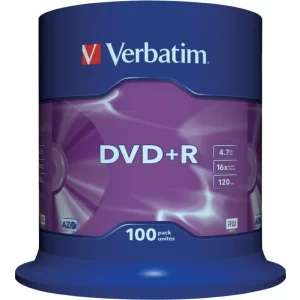 DVD+R VERBATIM  4.7GB, 120min, viteza 16x, 100 buc, Single Layer, spindle, &quot;Matt Silver&quot; &quot;43551&quot;