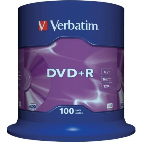 DVD+R VERBATIM  4.7GB, 120min, viteza 16x, 100 buc, Single Layer, spindle, &quot;Matt Silver&quot; &quot;43551&quot;