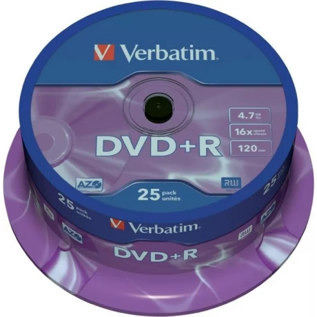 DVD+R VERBATIM  4.7GB, 120min, viteza 16x,  25 buc, Single Layer, spindle, &quot;Matt Silver&quot; &quot;43500&quot;