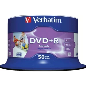DVD+R VERBATIM  4.7GB, 120min, viteza 16x, 50 buc, Single Layer, spindle, printabil, &quot;Wide Inkjet Printable&quot; &quot;43512&quot;