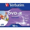 DVD+R VERBATIM  4.7GB, 120min, viteza 16x, set 10 buc, Single Layer, carcasa, printabil, &quot;Wide Inkjet Printable&quot; &quot;43508&quot;