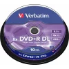 DVD+R VERBATIM  8.5GB, 240min, viteza 8x, 10 buc, Double Layer, spindle, &quot;Matt Silver&quot; &quot;43666&quot;
