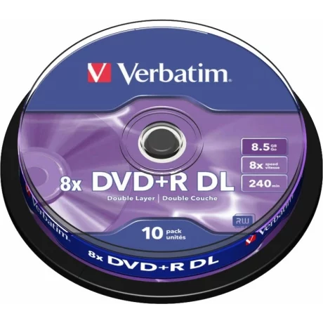 DVD+R VERBATIM  8.5GB, 240min, viteza 8x, 10 buc, Double Layer, spindle, &quot;Matt Silver&quot; &quot;43666&quot;