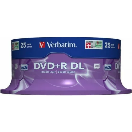 DVD+R VERBATIM  8.5GB, 240min, viteza 8x, 25 buc, Double Layer, spindle, &quot;Matt Silver&quot; &quot;43757&quot;