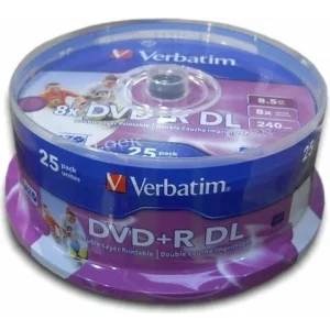 DVD+R VERBATIM  8.5GB, 240min, viteza 8x, 25 buc, Double Layer, spindle, printabil, Wide Inkjet Printable 43667