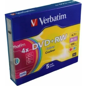 DVD+RW VERBATIM  4.7GB, 120min, viteza 1-4x, set 5 buc, Single Layer, carcasa, &quot;Colours&quot; &quot;43297&quot;