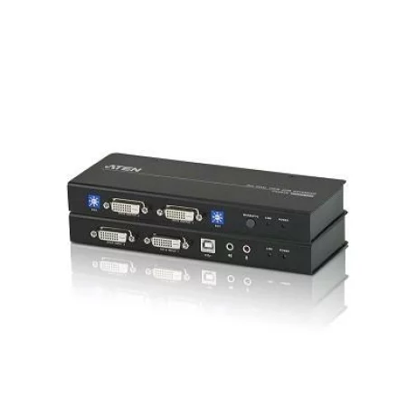 EXTENDER KVM ATEN acces PC de la distanta, conector tip DVI-D (M) x 2 | USB Type B (M) | Serial RS232 (9-pin) (M) | 3.5 mm Jack (M) x 2 | RJ-45 x 2, &quot;CE604-AT-G&quot;