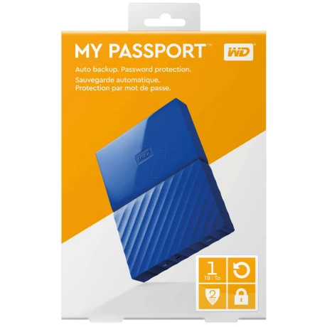 HDD extern WD 1 TB, My Passport, 2.5 inch, USB 3.0, albastru, &quot;WDBYNN0010BBL-WESN&quot;