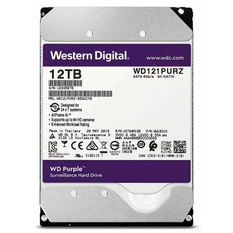 HDD WD 12 TB, Purple, 7.200 rpm, buffer 256 MB, pt. supraveghere, &quot;WD121PURZ&quot;
