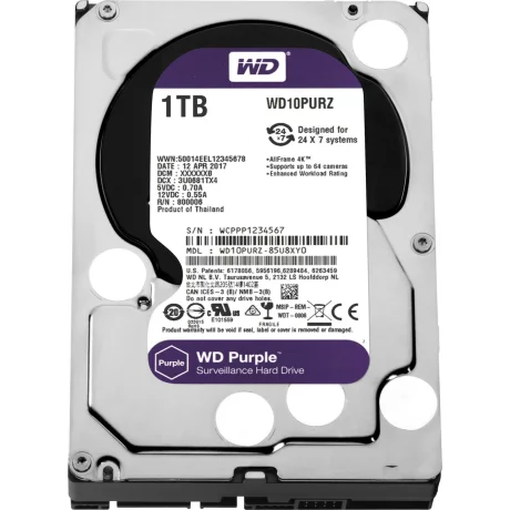 HDD WD 1 TB, Purple, 5.400 rpm, buffer 64 MB, pt. supraveghere, &quot;WD10PURZ&quot;