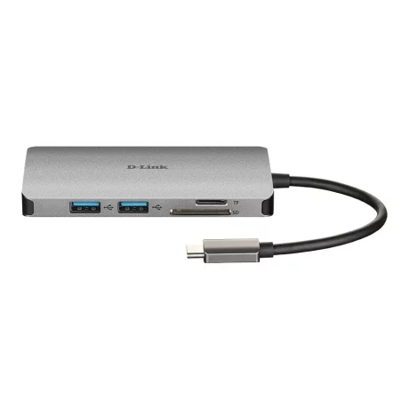 HUB extern D-LINK,  conectare prin USB Type C, cablu 15 cm, argintiu DUB-M810