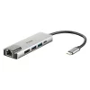 HUB extern D-LINK, porturi Gigabit LAN x 1, USB 3.0 x 2, HDMI x 1,  USB Type C x 1 argintiu DUB-M520