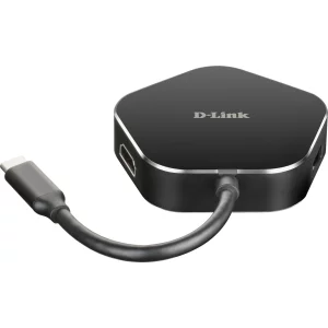 HUB extern D-LINK, porturi USB 3.0 x 2, HDMI x 1, USB Type C x 1,  conectare prin USB 3.0 Type C, cablu 11.5 cm, negru, DUB-M420