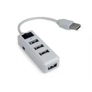HUB extern GEMBIRD, conectare prin USB 2.0, alimentare retea 220 V, cablu 0.15 m, alb, UHB-U2P4-21
