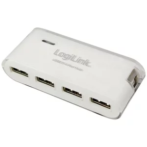 HUB extern LOGILINK, conectare prin USB 2.0, alimentare retea 220 V, alb, UA0086