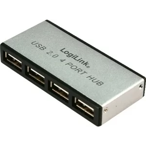 HUB extern LOGILINK, conectare prin USB 2.0, alimentare retea 220 V, argintiu cu negru, UA0003
