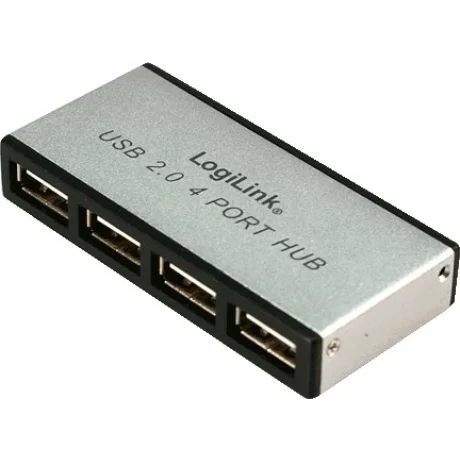 HUB extern LOGILINK, conectare prin USB 2.0, alimentare retea 220 V, argintiu cu negru, UA0003