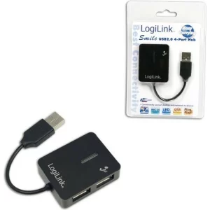 HUB extern LOGILINK, conectare prin USB 2.0, cablu 0.05 m, negru, UA0139