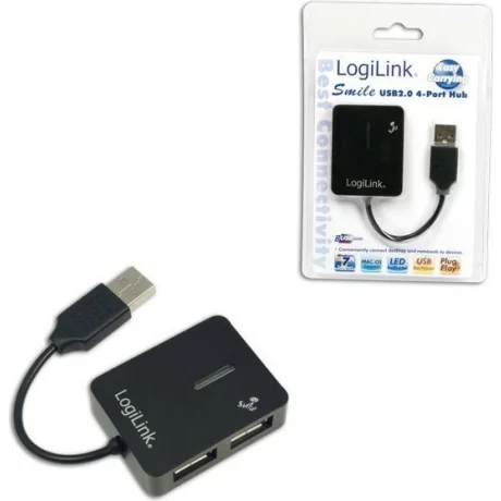 HUB extern LOGILINK, conectare prin USB 2.0, cablu 0.05 m, negru, UA0139