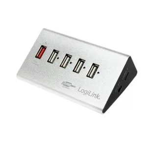 Hub Extern Logilink, Conectare Prin Usb 2.0, Alimentare Retea 220 V, Argintiu, Ua0224