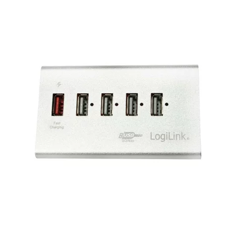 Hub Extern Logilink, Conectare Prin Usb 2.0, Alimentare Retea 220 V, Argintiu, Ua0224