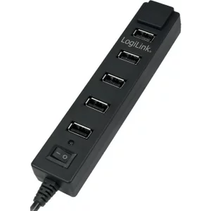 Hub Extern Logilink, Conectare Prin Usb 2.0, Alimentare Retea 220 V, Cablu 0.9 M, Negru, Ua0124