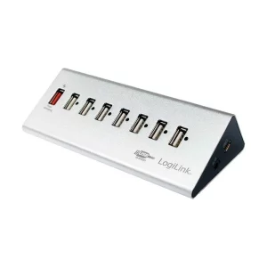 HUB extern LOGILINK, conectare prin USB 2.0, alimentare retea 220 V, argintiu, UA0225