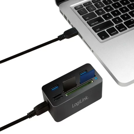 HUB extern LOGILINK, conectare prin USB 3.0, alte porturi: SD, MicroSD, M2, MS Duo/Pro, CF, negru, CR0042