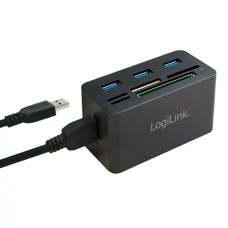 HUB extern LOGILINK, conectare prin USB 3.0, alte porturi: SD, MicroSD, M2, MS Duo/Pro, CF, negru, CR0042