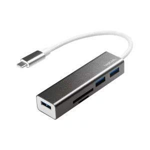 HUB extern LOGILINK, conectare prin USB 3.2 Type C, cablu 0.1 m, alte porturi: SD, MicroSD, negru, UA0305