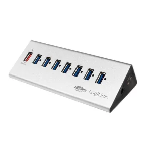 HUB extern LOGILINK, porturi USB: USB 3.0 x 7, Fast Charging Port, conectare prin USB 3.0, alimentare retea 220 V, argintiu, &quot;UA0228&quot; (include TV 0.75 lei)