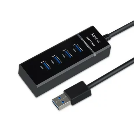 HUB extern SPACER, porturi USB: USB 3.0 x 4, conectare prin USB 3.0, negru, SPH-4USB30-01