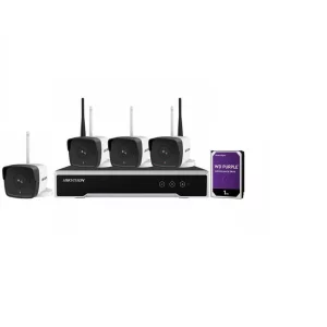 KIT supraveghere HIKVISION, contine 4 camere tip Bullet 2 Mpx, lentila Fixa 2.8 mm, IR 30 m, DVR/NVR 4 canale, &quot;NK42W0-1T(WD)&quot;