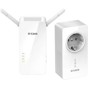 KIT ADAPTOR POWERLINE D-LINK tehnologie AV2.1, AV1000, pana la 1000Mbps, 1 port Gigabit, wireless dual band AC1200, priza AC, 2 buc., &quot;DHP-W611AV&quot; (include timbru verde 1.5 lei)