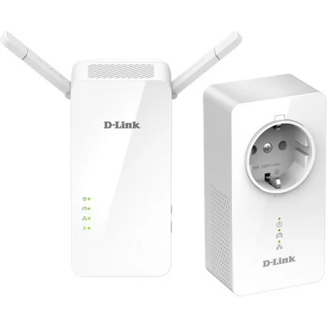 KIT ADAPTOR POWERLINE D-LINK tehnologie AV2.1, AV1000, pana la 1000Mbps, 1 port Gigabit, wireless dual band AC1200, priza AC, 2 buc., &quot;DHP-W611AV&quot; (include timbru verde 1.5 lei)