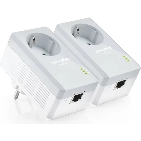 KIT ADAPTOR POWERLINE TP-LINK tehnologie AV,  AV600, pana la 600Mbps, 1 port 10/100Mbps, priza AC, 2buc. &quot;TL-PA4010PKIT&quot; (include timbru verde 1.5 lei)