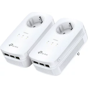 KIT ADAPTOR POWERLINE TP-LINK tehnologie AV2, AV1300, pana la 1300Mbps, 3 porturi Gigabit, priza AC, 2 buc. &quot;TL-PA8030PKIT&quot; (include timbru verde 1.5 lei)