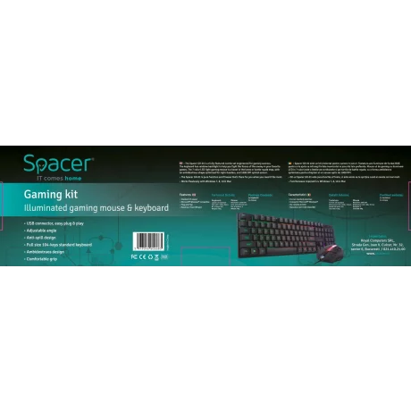 Kit tastatura si mouse gaming SPACER negru SP-GK-01