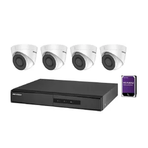 KIT supraveghere HIKVISION, contine 4 camere tip Turret 2 Mpx, lentila Fixa 2.8 mm, IR 30 m, DVR/NVR 4 canale, &quot;NK42E2H-1T(WD)&quot;